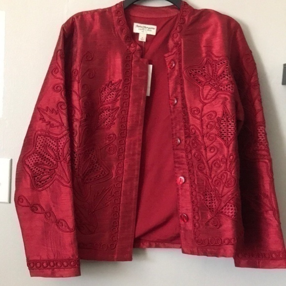 Norm Thompson embroidered evening jacket Sz Small